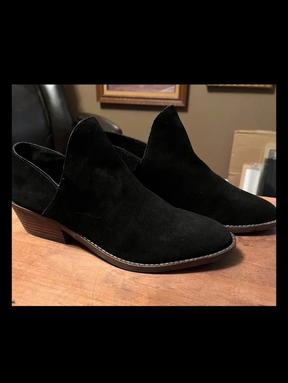 Lucky Brand Fausst Bootie Black Oiled Suede Boots Size 9M Boot Leather
